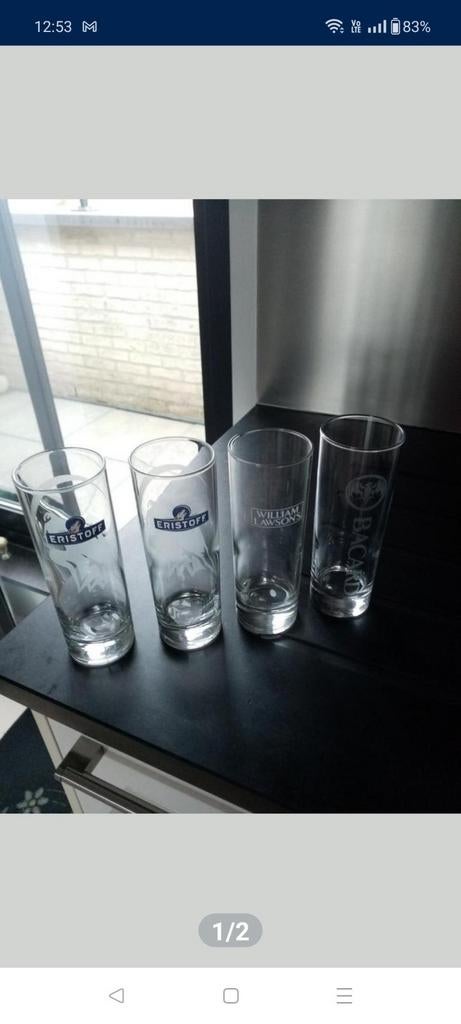 4 verres à long drink, sablés, Collections, Enlèvement ou Envoi, Comme neuf