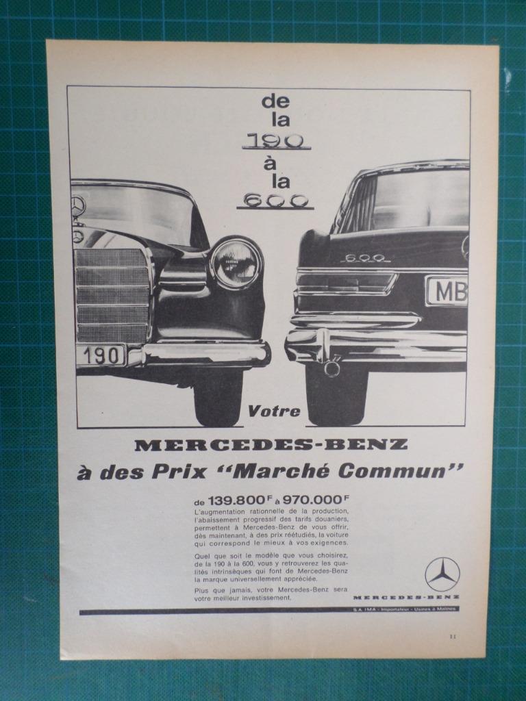 Mercedes-Benz - publicité papier - 1965, Ophalen of Verzenden, Gebruikt, Overige typen