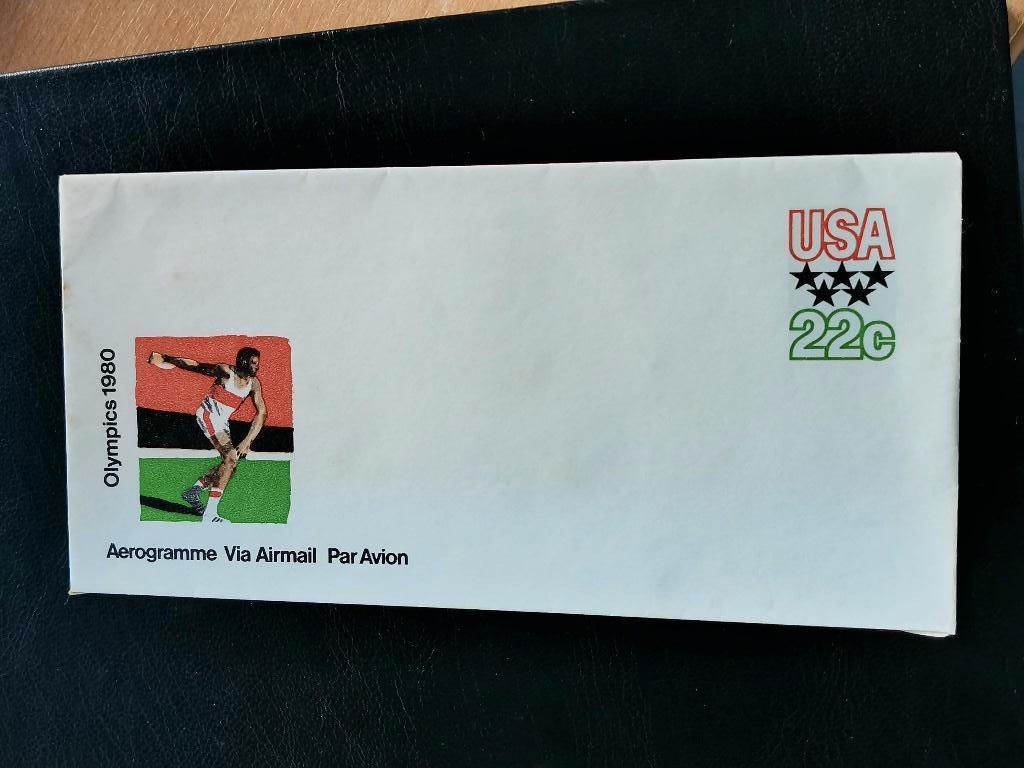 envelop Aerogramme USA Olympics 1980 - sport - discuswerpen, Ophalen of Verzenden, Postfris, Noord-Amerika
