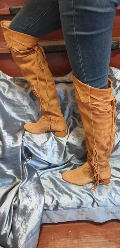A1) Indische overknee laarzen Zara Woman Cognac, Hoge laarzen, Overige kleuren, Verzenden, ZARA WOMAN