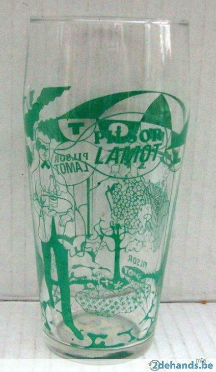 Bier brouwerij glas Lamot pilsor groene tekening, Enlèvement ou Envoi, Utilisé