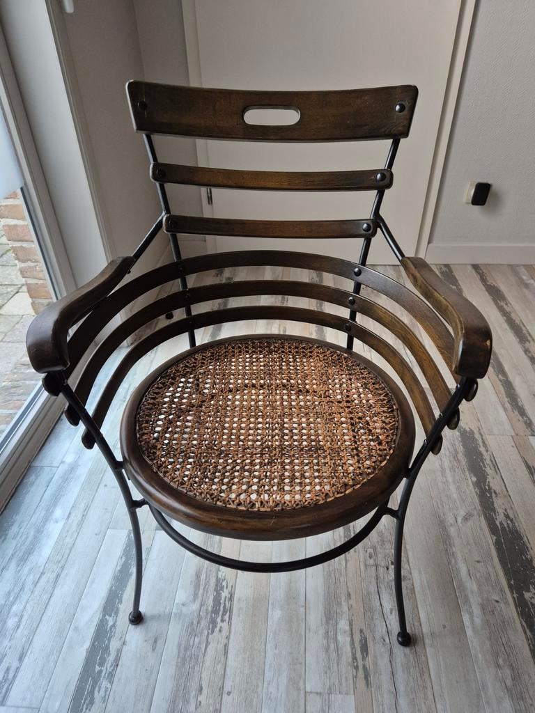 6 Karaktervolle vintage bistro-armstoelen, Ophalen, Zwart, Hout