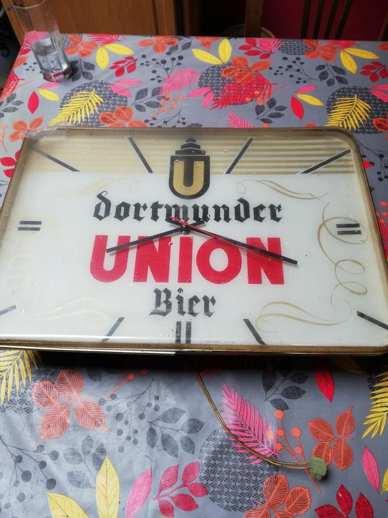 Ancienne horloge publicitaire de la Brasserie UNION, Collections, Enlèvement ou Envoi, Utilisé, Panneau publicitaire