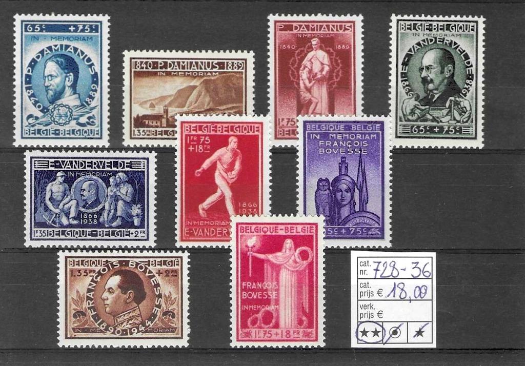 België 728/36 Pater Damiaan en co. **, Sans timbre, Enlèvement ou Envoi, Non oblitéré, Timbre-poste