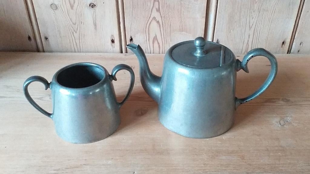 Théière et sucrier en métal argenté, Antiquités & Art, Antiquités | Ustensiles de cuisine, Enlèvement ou Envoi