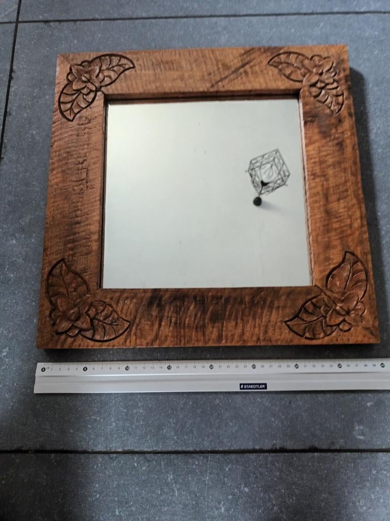 Mirroir en bois artisanale, Maison & Meubles, Enlèvement ou Envoi, Comme neuf
