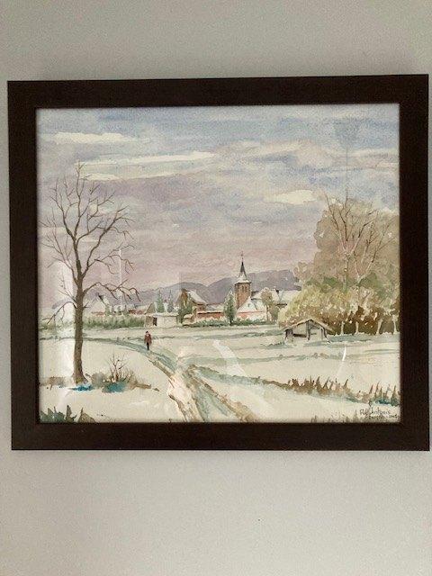 Aquarel "Zicht op Beerzel dorp "(Pol Antonis), Ophalen of Verzenden
