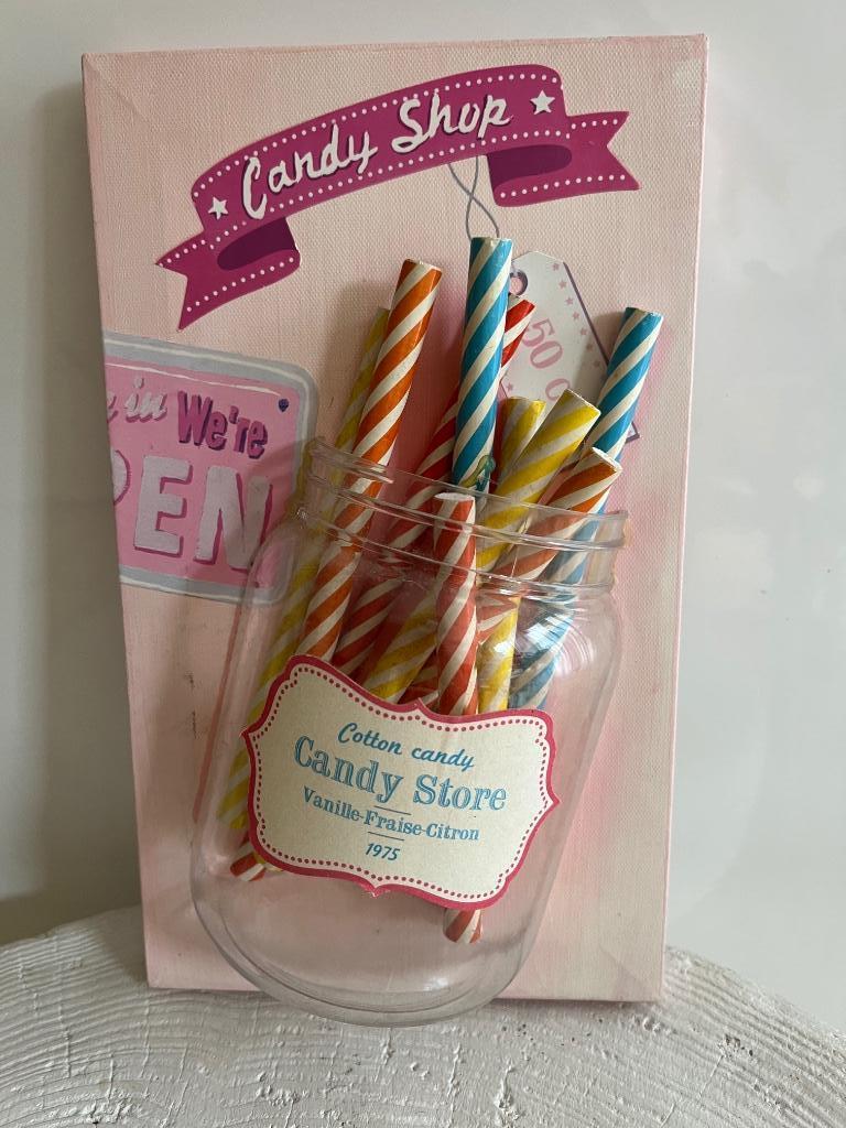Petit tableau déco Candy Shop pour chambre d’enfant :, Enlèvement, Comme neuf