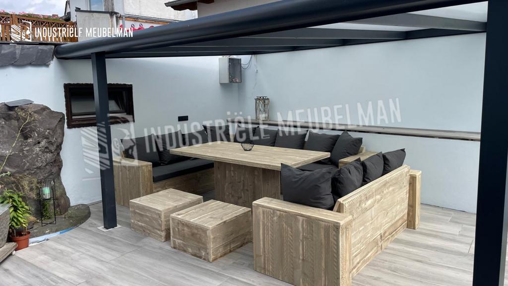 Steigerhouten Lounge Hoekbank Tuinmeubelen Loungeset Tuinset, Tuin en Terras, Verzenden, Steigerhout, Nieuw, Eettafel