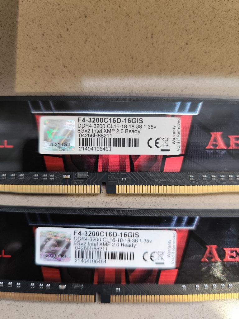 g.skill aegisi ddr4 2x 8gb 3200Mhz xmp 20 dual, Computers en Software, RAM geheugen, DDR4, Ophalen of Verzenden, Zo goed als nieuw