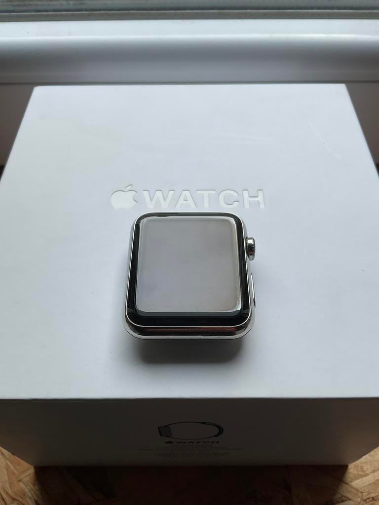 Apple Watch Series 1, Acier Inoxydable, 42mm, Leather Loop, Gebruikt, Blauw, IOS, Waterdicht