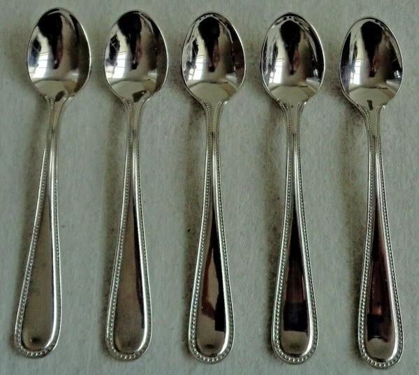 Keltum P7 Perle, 5 cuillères à expresso, 9,4 cm, cuillère à, Envoi, Comme neuf, Argent, Ensemble de couverts