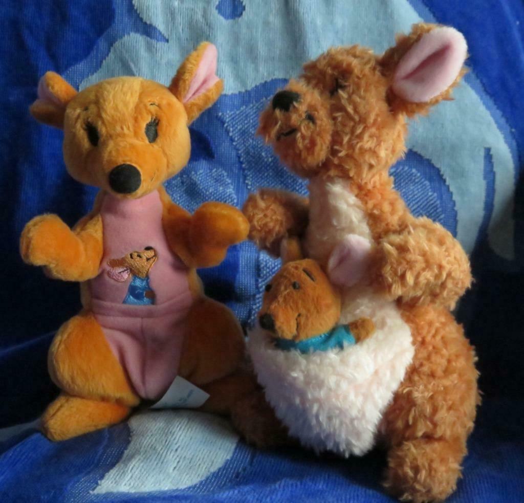 2x Knuffel: Kanga + Roo -- Winnie de Poeh - knuffelbeest, Ophalen of Verzenden, Winnie de Poeh of vrienden, Zo goed als nieuw