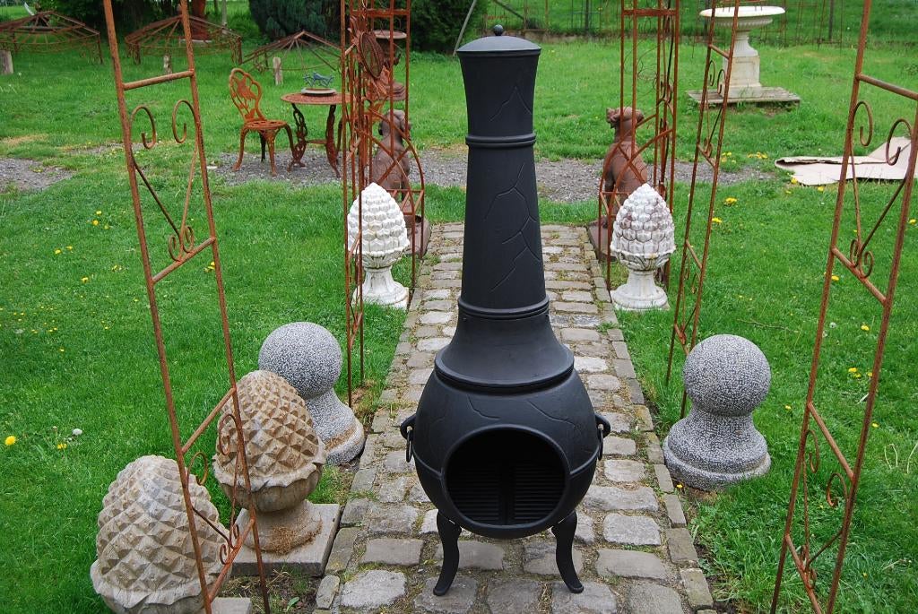 GROTE GIETIJZEREN VUURPOT, SCHOORSTEEN VAN 1,50 M, Tuin en Terras, Ophalen, Nieuw