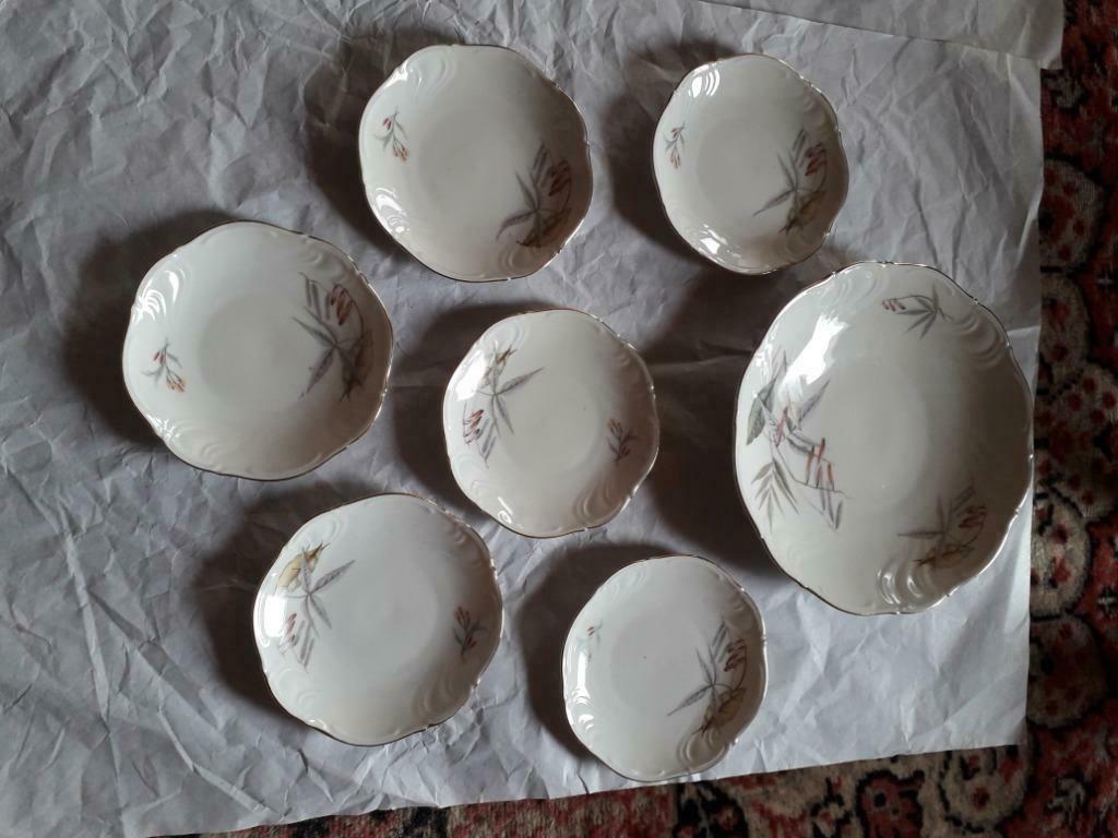 Vintage Set de petits-fours- gebaksetje vintage, Collections, Porcelaine, Cristal & Couverts, Porcelaine, Enlèvement ou Envoi