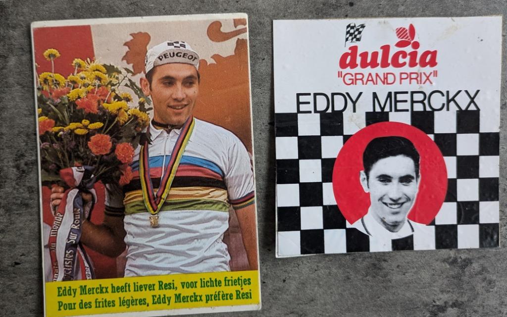 EDDY MERCKX  2X STICKERS RESI  DULCIA WIELRENNE, Verzamelen, Verzenden, Sport
