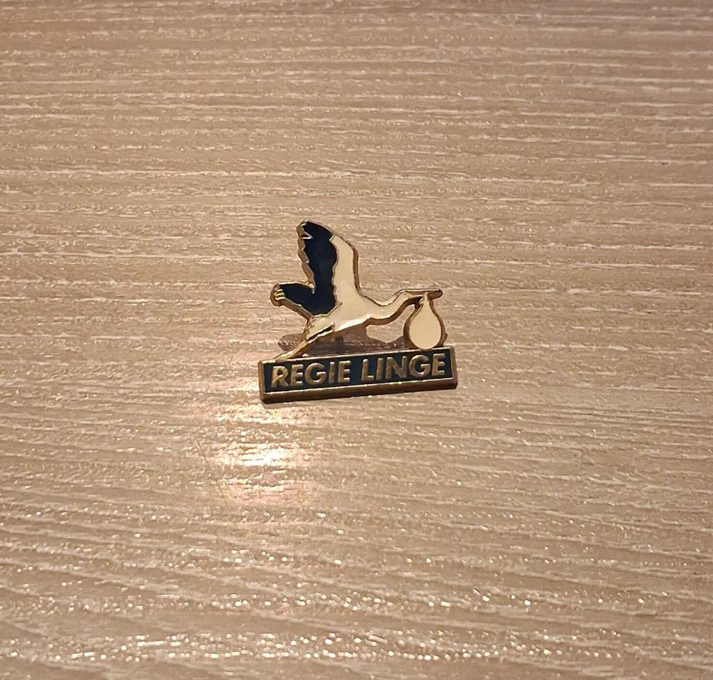 PIN - REGIE LINGE - OOIEVAAR - CIGOGNE, Envoi, Utilisé, Autres sujets/thèmes, Insigne ou Pin's