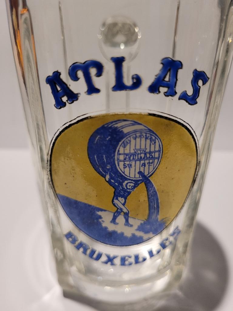 Oude geëmailleerde bierpul Atlas Bruxelles No. 2, Ophalen of Verzenden, Gebruikt, Pul(len), Overige merken