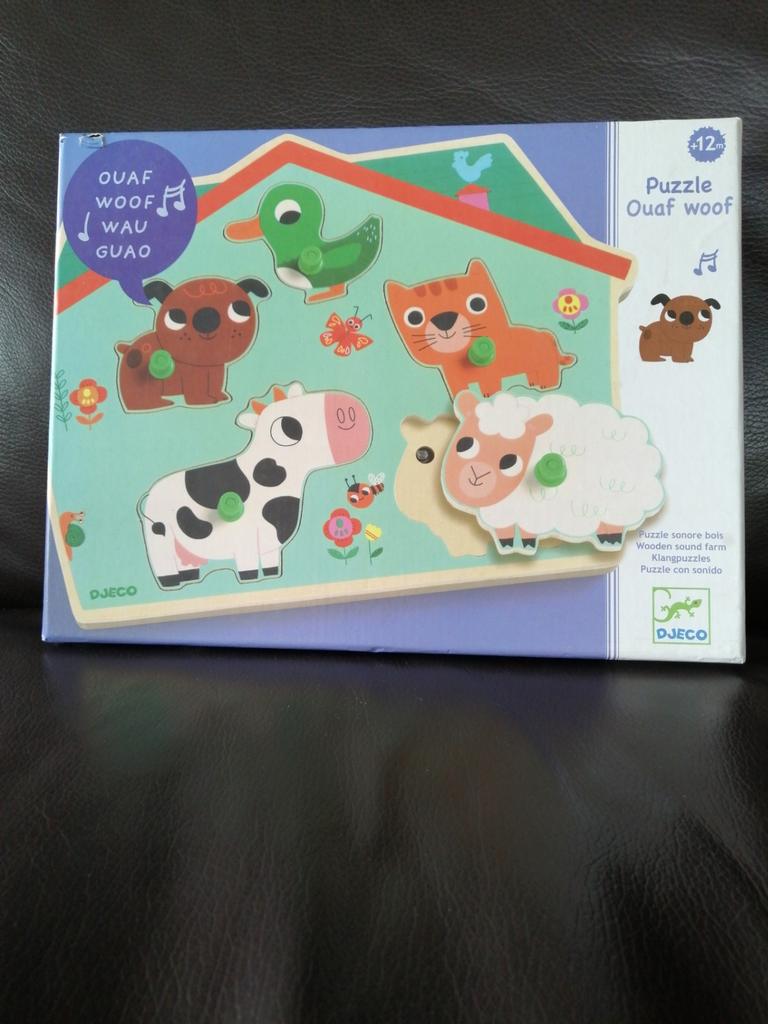 Djeco houten geluidenpuzzel, Ophalen of Verzenden, Zo goed als nieuw