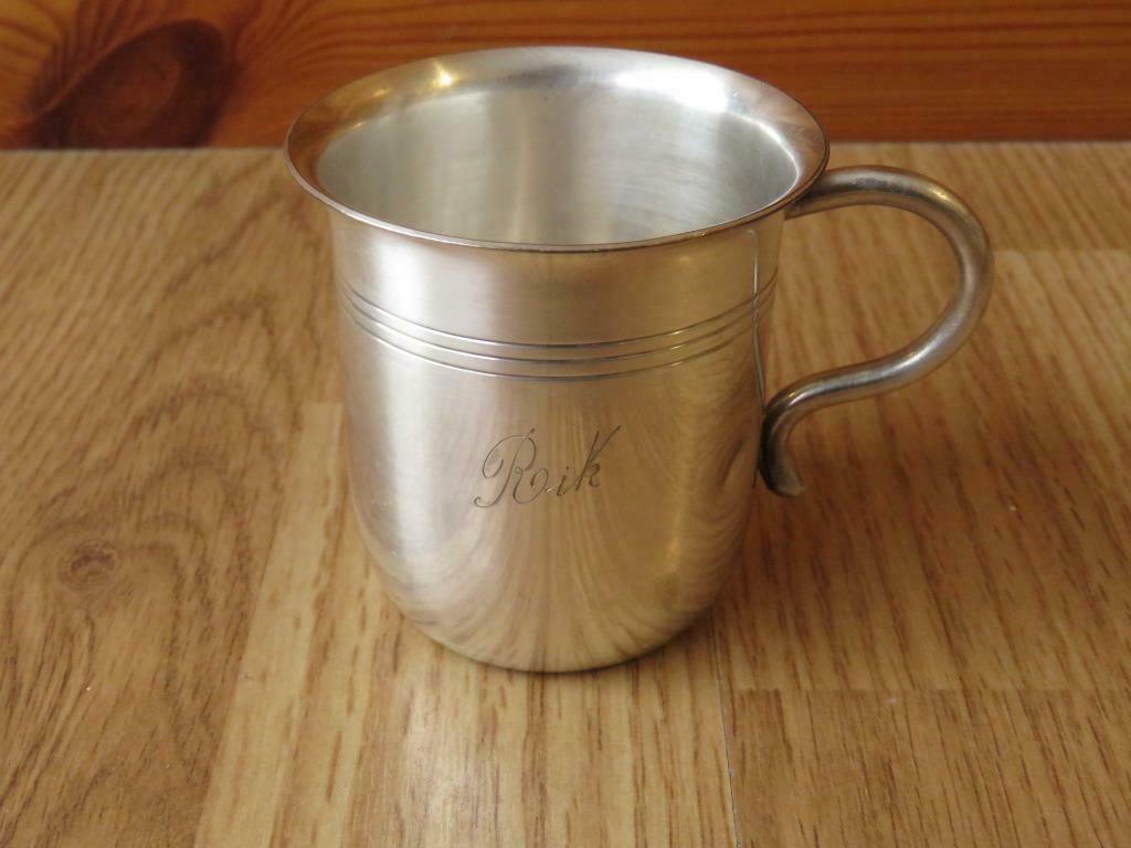 Antique superbe pot a lait en placage d’argent signe, Enlèvement ou Envoi, Argent