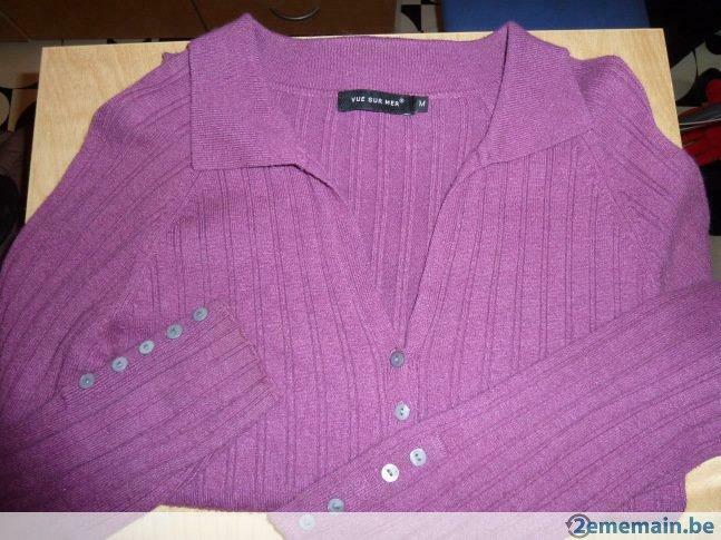pull mauve tricot fines côtes col à boutons VU SUR MER, Vêtements | Femmes, Porté