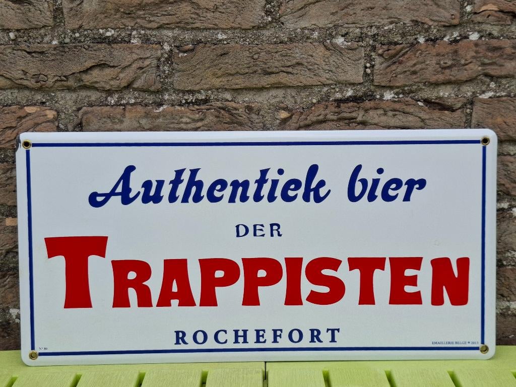 Emaillebord Rochefort Trappisten (Emaillerie Belge), Verzamelen, Ophalen of Verzenden, Zo goed als nieuw, Reclamebord, Plaat of Schild