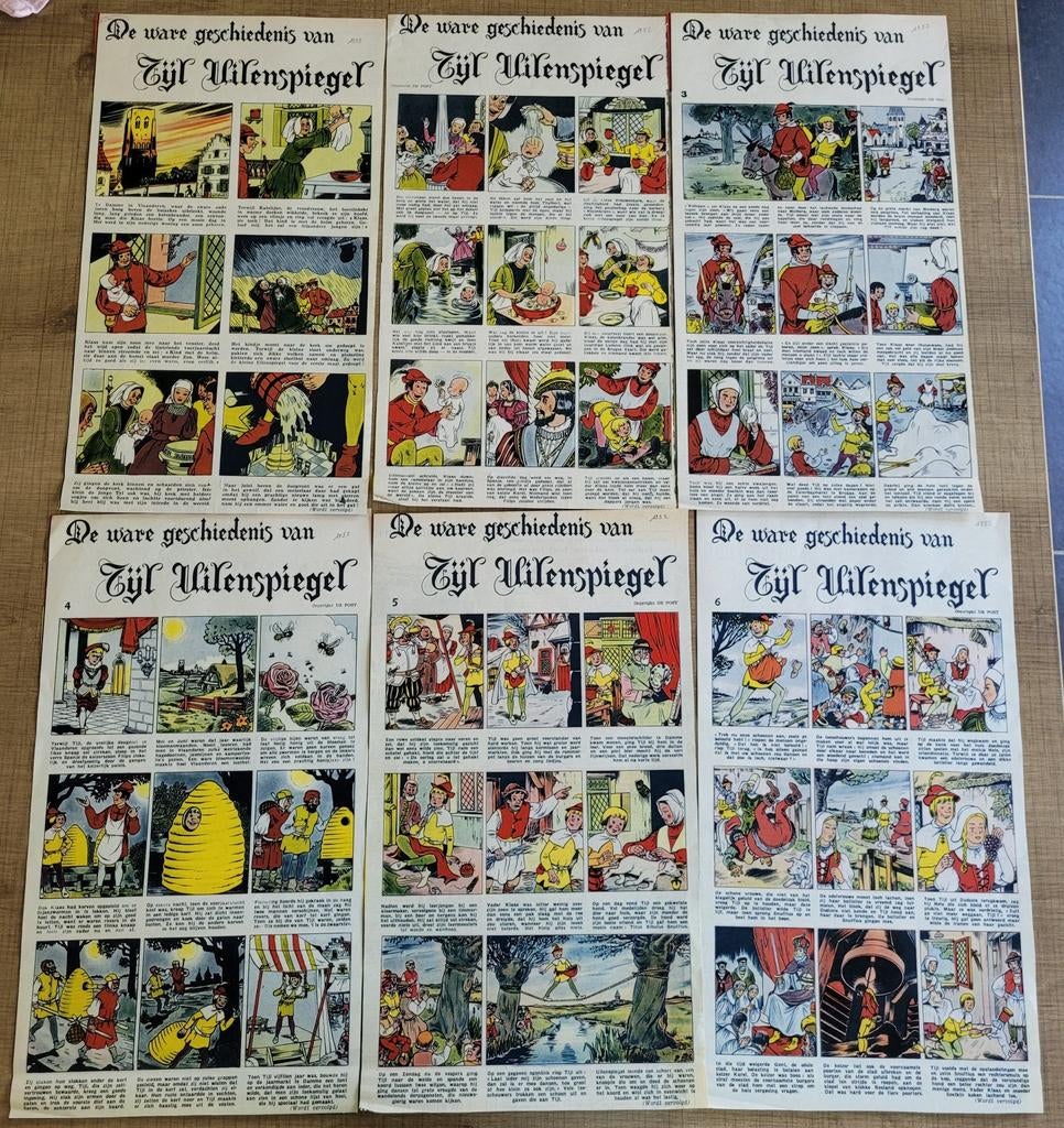 11 oude stripknipsels: Tijl Uilenspiegel (1952), Verzamelen, Ophalen of Verzenden, 1940 tot 1960, Knipsel(s)
