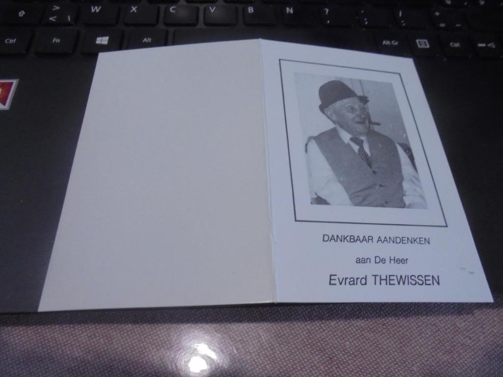 dp Evrard Thewissen, Ophalen of Verzenden, Bidprentje