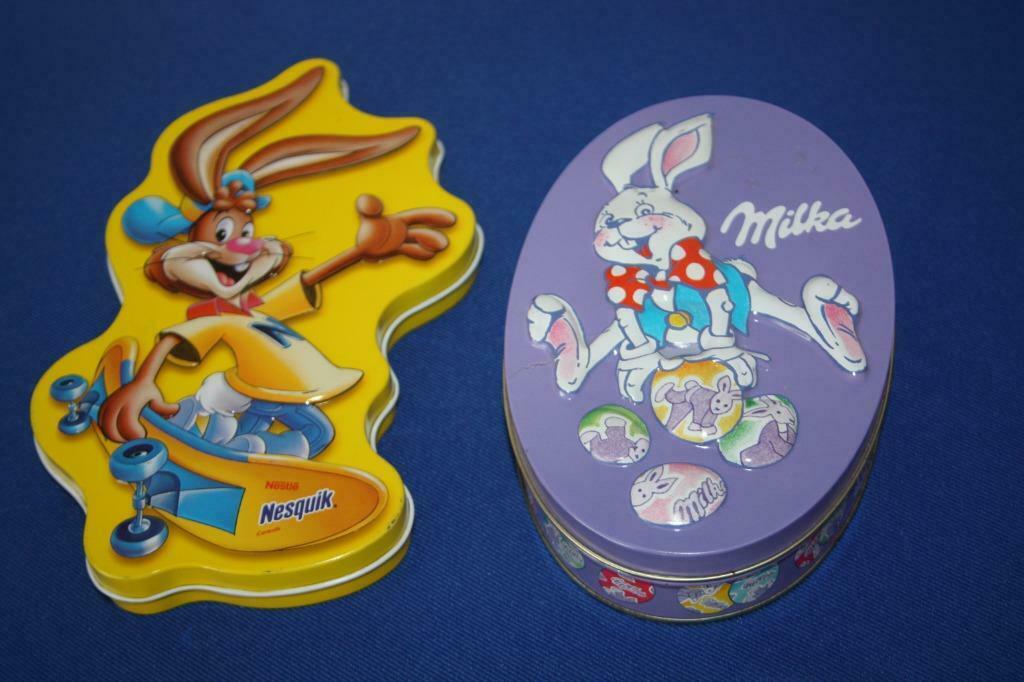 Blikken Reliëf dozen "konijnen ( Nesquik , Milka jaar 2000), Collections, Enlèvement ou Envoi, Utilisé, Autre, Autres marques