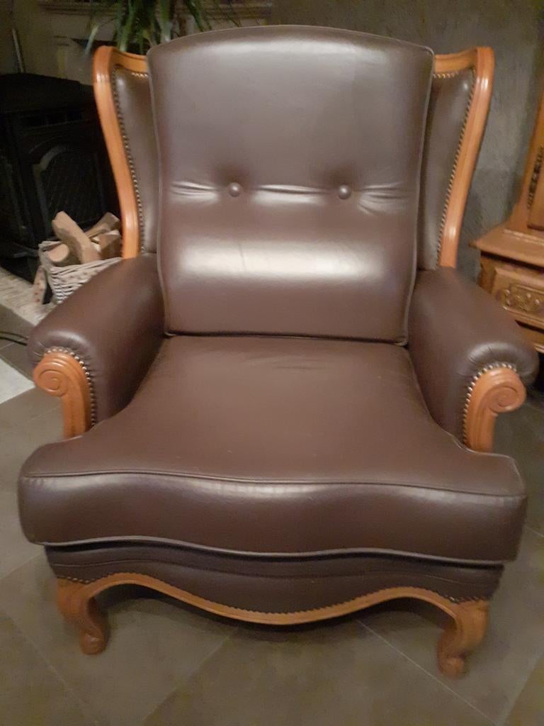 zetel Louis xv, Ophalen, Zo goed als nieuw, 75 tot 100 cm, Leer
