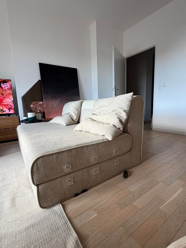 Domodinamica slaapbank in Italiaans design, Huis en Inrichting, Slaapkamer | Slaapbanken, Zo goed als nieuw, Beige, Ophalen of Verzenden