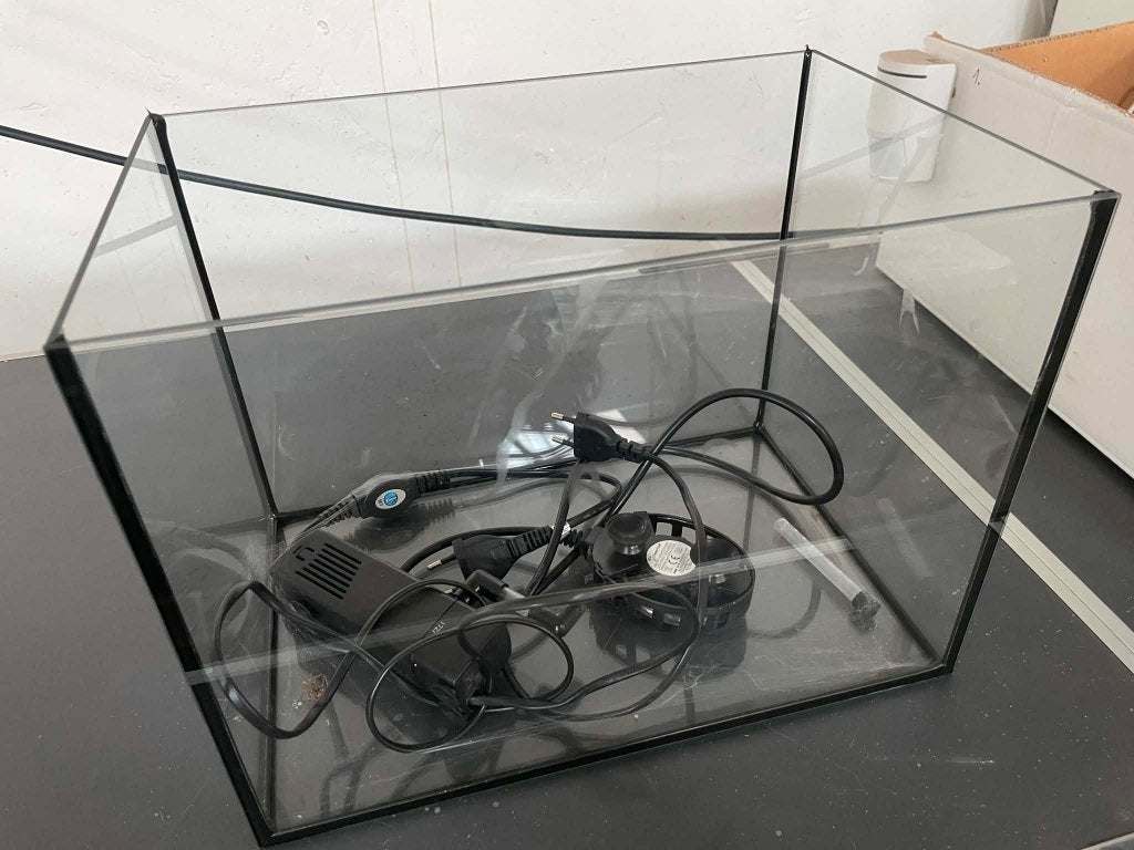 Glazen Nano Aquarium / Nano Cube met filter en toebehoren, Dieren en Toebehoren, Ophalen, Pomp, Gebruikt, Filter