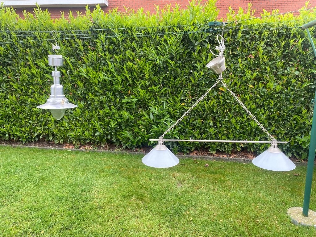 2x Landelijke Hanglamp, Huis en Inrichting, Lampen | Hanglampen, Ophalen, Glas