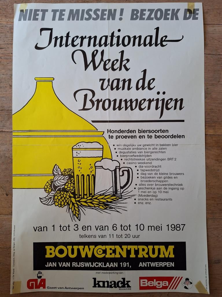 Affiche internationale week van de brouwerijen 1987, Verzamelen, Ophalen of Verzenden