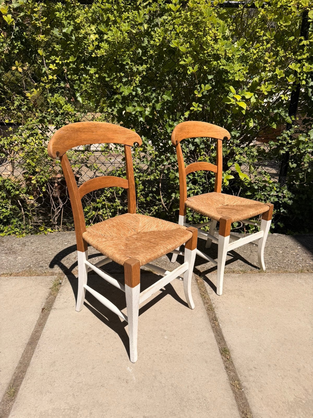 Set van vintage stoelen – hout en rotan, Ophalen, Gebruikt, Wit, Vijf, Zes of meer stoelen