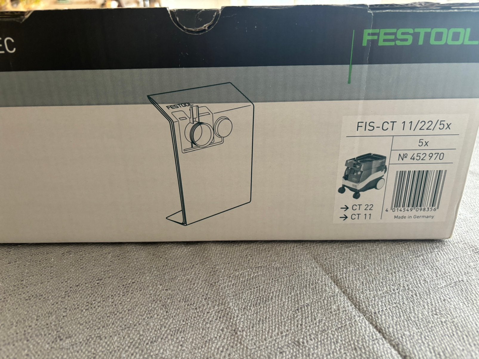 Festool stofzuigerzak CT22 4 zakken, Doe-het-zelf en Bouw, Ophalen of Verzenden, Nieuw