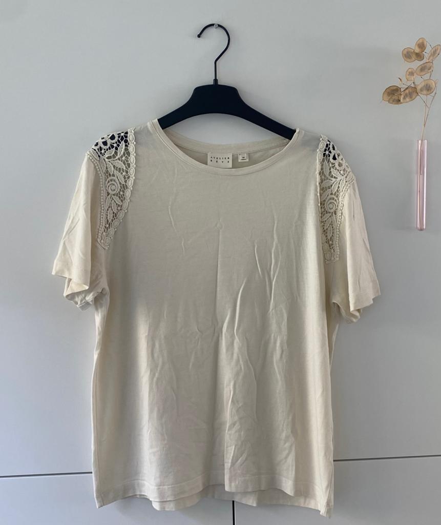 T-shirt en dentelle Atelier Rêve, Manches courtes, Taille 38/40 (M), Autres couleurs, Comme neuf