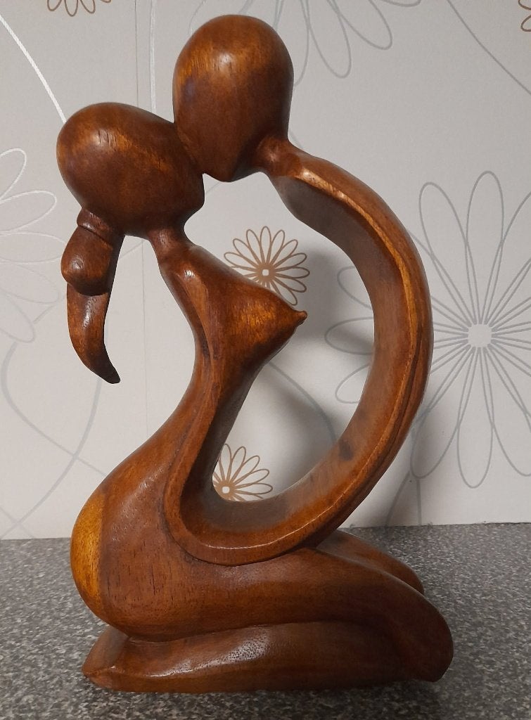 Handgesneden houten beeld, Bois, Enlèvement ou Envoi, Brun, Asie