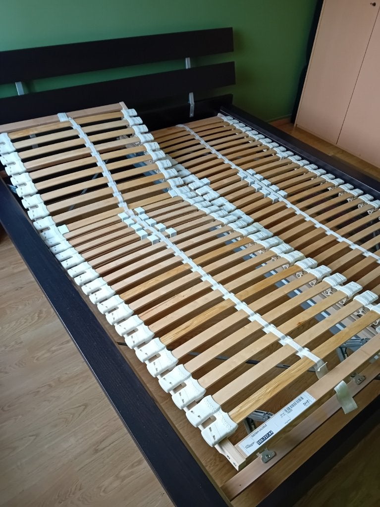 Bedframe met verstelbare lattenbodems, Ophalen, Zwart, Tweepersoons, 200 cm