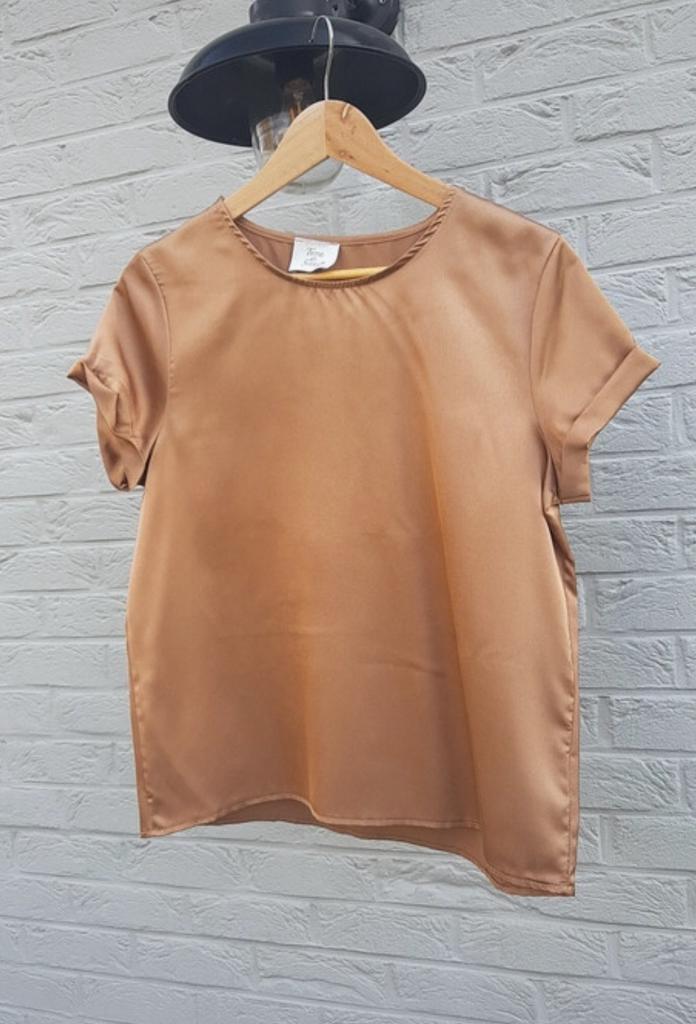 Blouse soyeuse en cognac TERRA DI SIENA, Manches courtes, Taille 38/40 (M), Enlèvement ou Envoi, Comme neuf