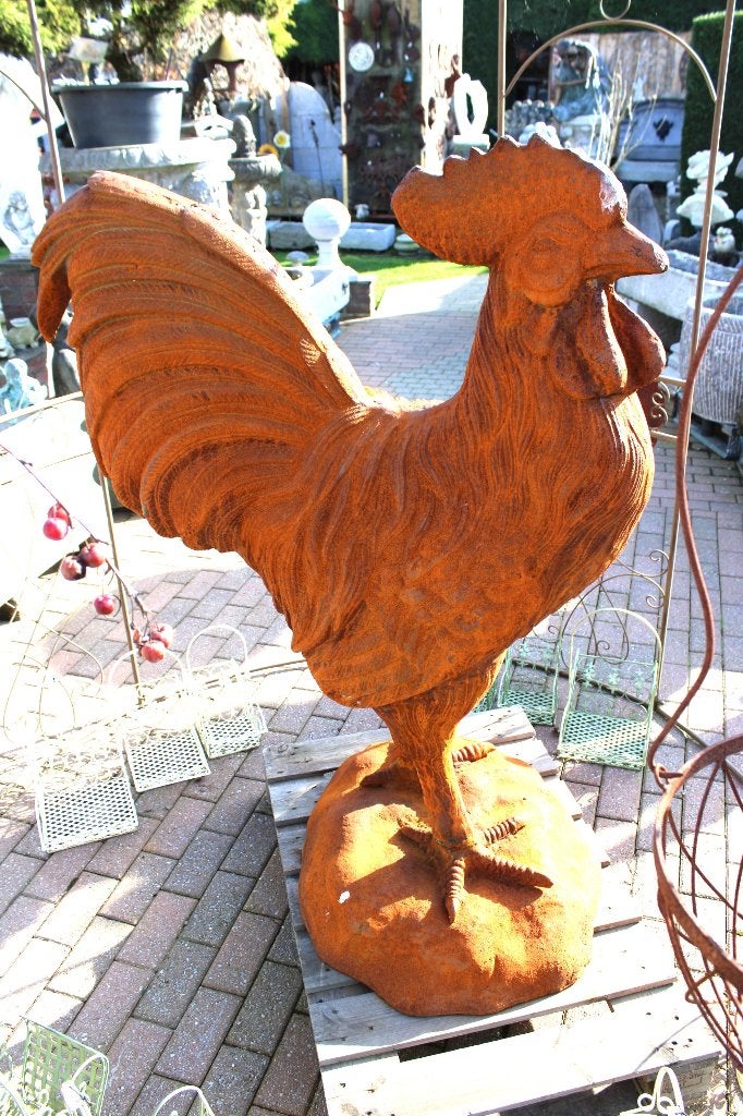 statue d un coq XXL en fonte rouillé, Enlèvement, Neuf, Métal, Animal