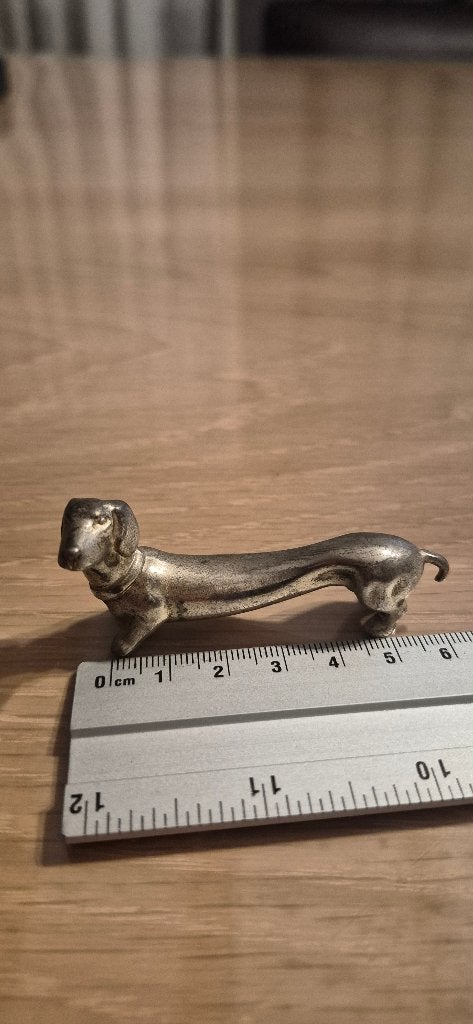 Metalen teckel beeldje, Ophalen of Verzenden, Gebruikt, Dier