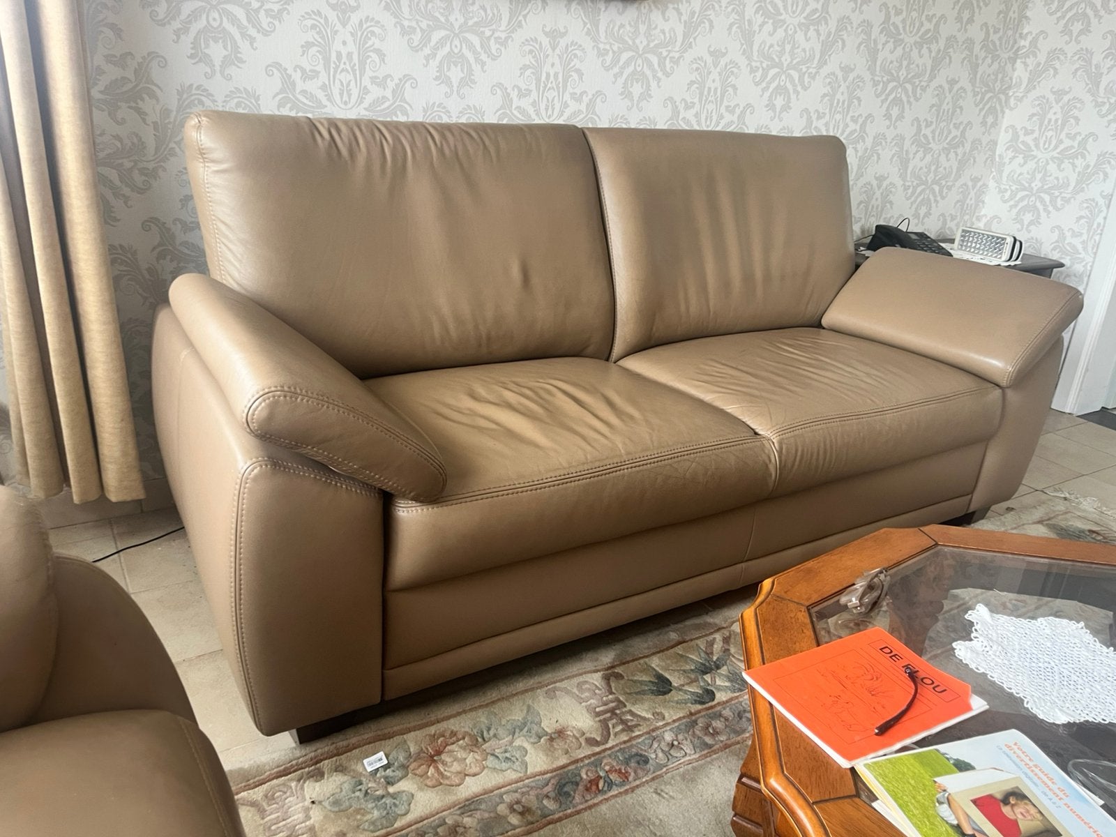 Salon 3-1-relax en cuir véritable, Maison & Meubles, 75 à 100 cm, Quatre personnes ou plus, Enlèvement, Utilisé