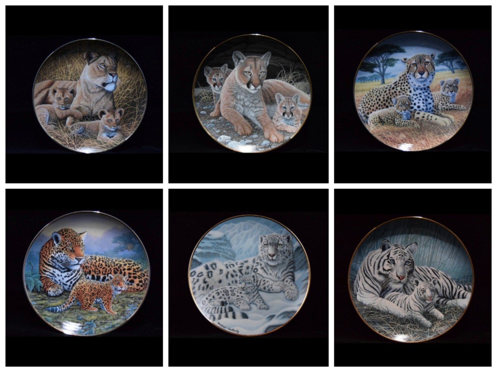 6 Assiettes de porcelaine 'fauves., Antiquités & Art, Enlèvement