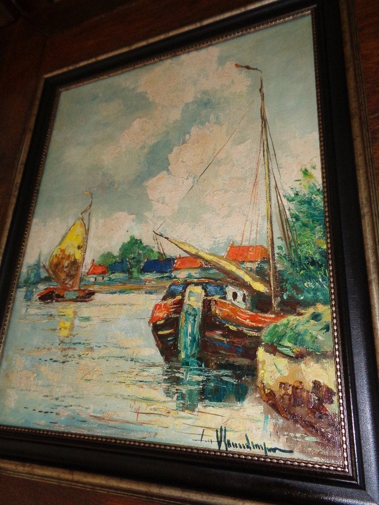 *Prachtig gesigneerd antiek schilderij met zéér mooie kader, Antiek en Kunst, Ophalen of Verzenden, Bijzondere lijst, Paneel