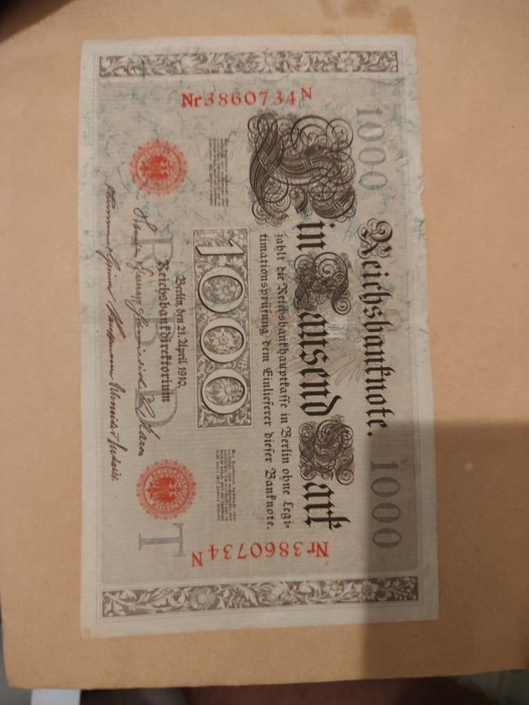 1000 mark biljet van jaar 1910, Enlèvement