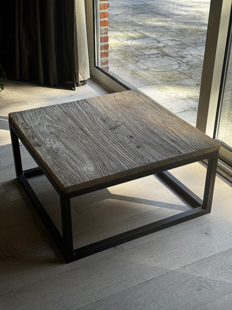 Salontafel massief eik van het merk Fancy, Ophalen, 50 tot 100 cm, Vierkant, 50 tot 100 cm