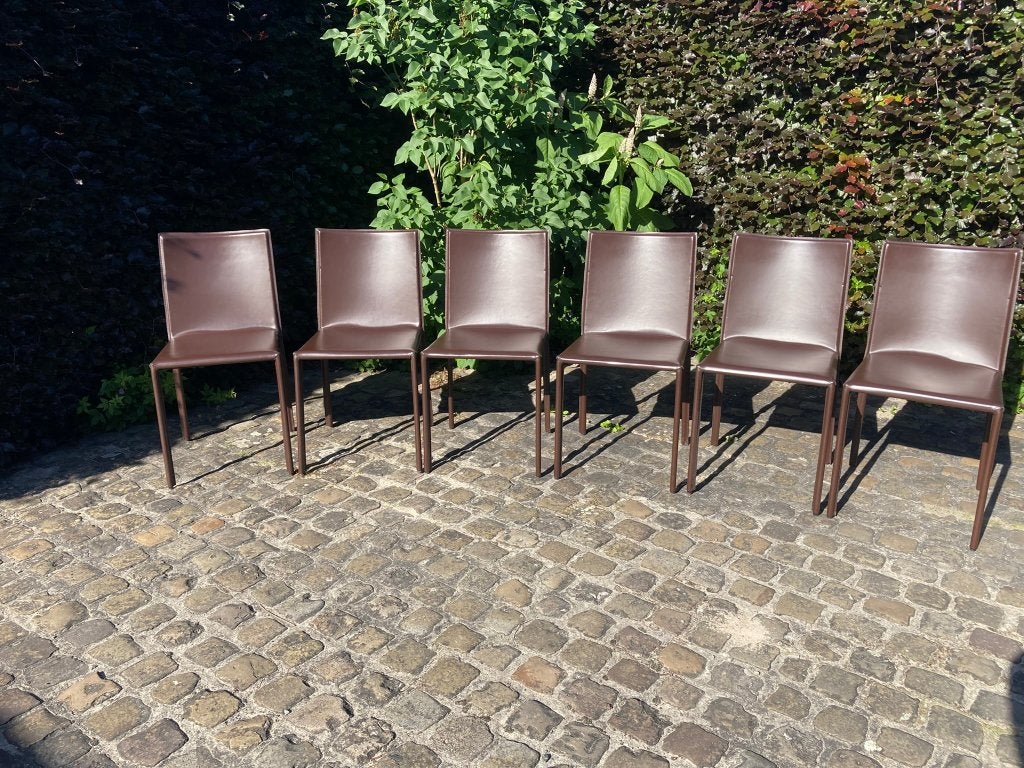 Set van 6 eetkamerstoelen Mobis Nr 13, Maison & Meubles, Chaises, Comme neuf, Brun, Enlèvement, Cinq, Six Chaises ou plus