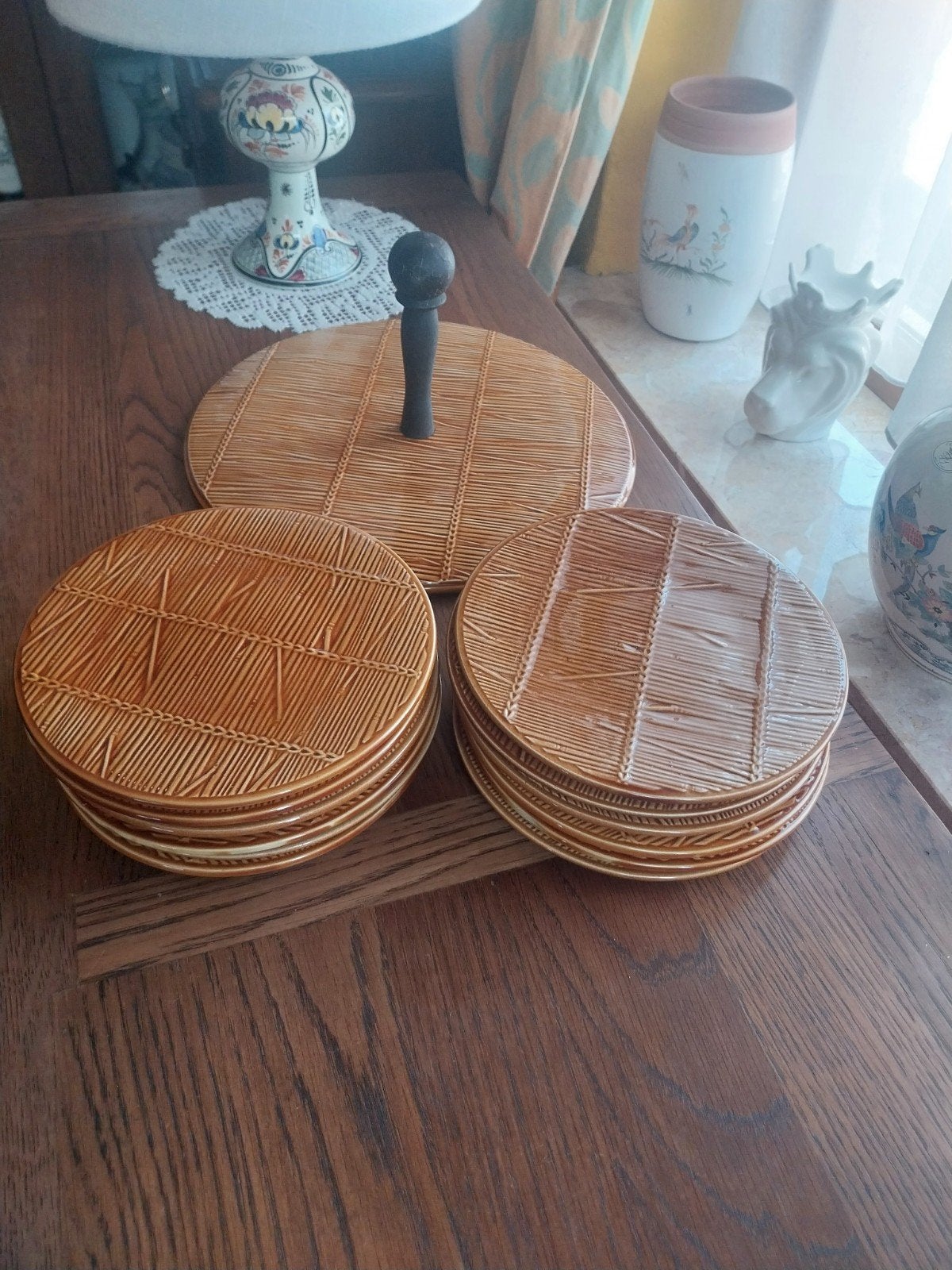 Plateau D30  + 12 assiettes fromages D18 / GIEN / nickel, Maison & Meubles, Enlèvement