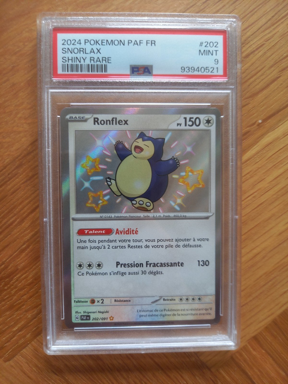 zeldzame Snorlax PSA 9, Ophalen of Verzenden, Zo goed als nieuw, Losse kaart, Foil